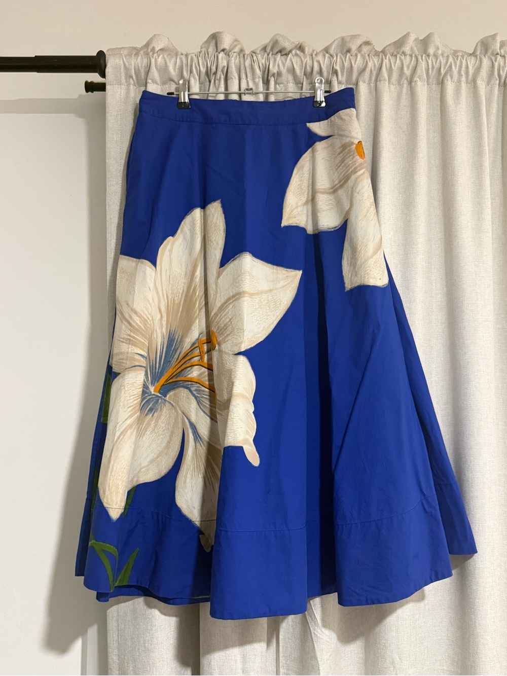 FARM Rio Royal Blue Maxi Skirt with Cream Floral Motif - Picture 3 of 7